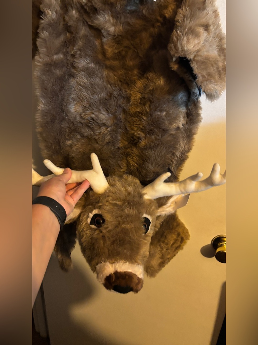 Plush Deer Rug small Soft Brown Faux Fur